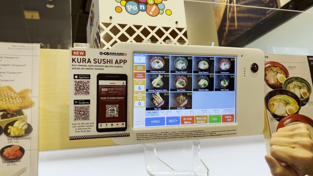Kura Sushi Touchpad Tablet Menu